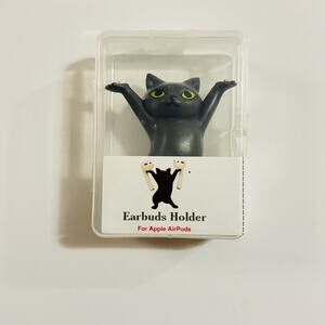 New ATHAND Earbuds Holder For Apple Airpods Black Cat Magnetic Stand NIB Sealed